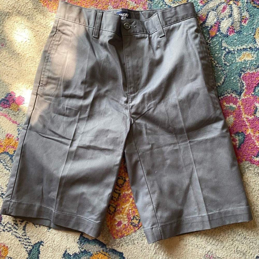 Lands End Boys Size 14 Chino Grey Shorts School Uniform Dress